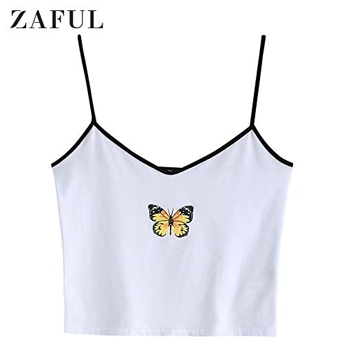 Product Cover ZAFUL Women's Butterfly Graphic Tank Top Sleeveless Stretch Casual Basic Camisole
