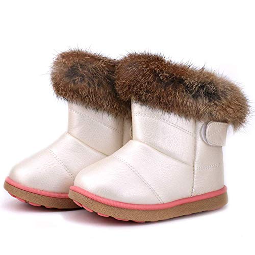 Product Cover FJWYSANGU Toddler Girl Warm Winter Snow Boots Plush Inner Outdoor Boots Waterproof Snow Shoes with Wings Flat Easy on for Toddlers Little Girls