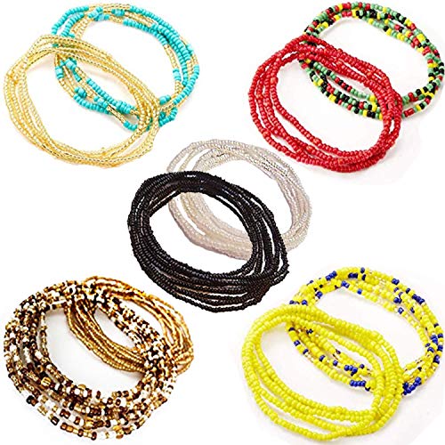 Product Cover Tuoshei 10 Pieces Summer Jewelry Waist Bead Set, Colorful Waist Bead, Belly Bead, African Waist Bead, Body Chain, Beaded Belly Chain, Bikini Jewelry for Woman Girl (style 6)