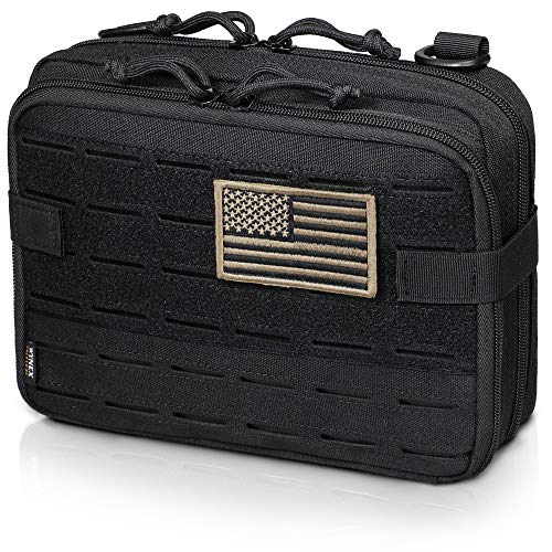 Product Cover WYNEX Tactical Molle Admin Pouch of Laser Cut Design, Utility Pouches Molle Attachment Military Medical EMT Organizer with Map Pocket EDC EMT Pack IFAK Tool Holder Universal U.S.A Patch Included