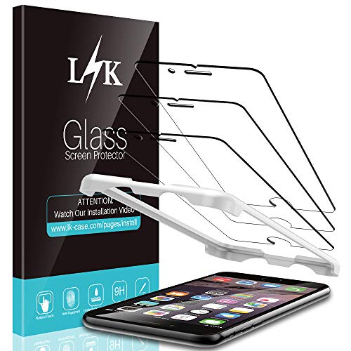 Product Cover [3 Pack] L K Screen Protector for iPhone 6 / iPhone 6S, [Easy Installation Tray] Tempered-Glass 9H Hardness, Case Friendly