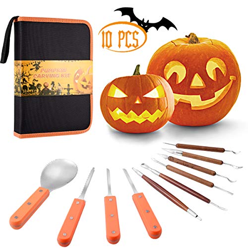 Product Cover Pumpkin Carving tools for kids,10 Pcs Durable Stainless Steel DIY Carving sets for boys girls, Children Wood Carving Tools Kit for Easily Sculpting.