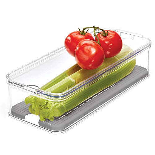 Product Cover iDesign Crisp Produce Plastic Refrigerator and Modular Stacking Pantry Bin with Lid and Removable Inner Basket, Perfect for Washing Vegetables, Fruit, Lettuce, BPA Free, 15.72