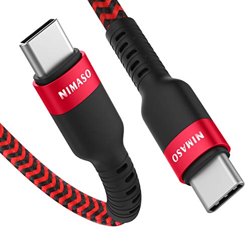 Product Cover USB C to USB C Cable 3A 6.6ft, NIMASO USB C to C Cable USB 3.0 60W PD Fast Charge/5Gbps Nylon Braided Cord Compatible with Google Pixel 3a/3/2 XL, Galaxy S10/S8/S9/Note 10 A80, Nexus 6P, MacBook-Red