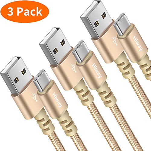 Product Cover USB Type C Cable,Hiway 3Pack 6FT USB-A 2.0 to USB-C Fast Charger Nylon Braided Data Sync Transfer USB C Cord Compatible with Samsung Galaxy S10 S9 S8 Plus Note 9 8,Moto Z Z3,LG V50 G8,Switch,and More