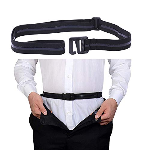 Product Cover Elastic Easy Shirt Stays for Men Adjustable Belt, Shirt Holder Keeps Shirt Tucked in Black