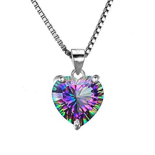 Product Cover Heberry Women Necklaces Women Antique Simple Silver Colorful Crystal Inlaid Zircon Pendant Clavicle Chains Perfect Gifts Jewelry Unique