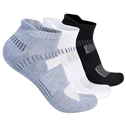 Product Cover CADITEX Men's Low Cut Running Sock Cotton 6 pairs Performance Comfort No Show Athletic Cushion Socks Tab (White+Gery+Black-6pairs, XX-Large)