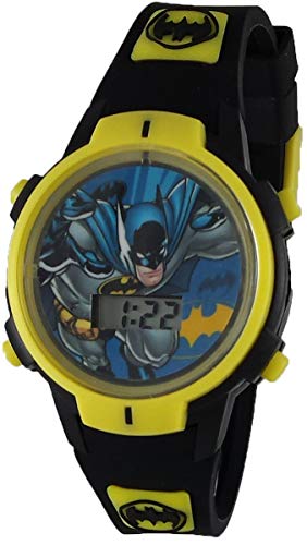 Product Cover Dc Comics Batman Boy's Black Rubber Digital Light Up Watch
