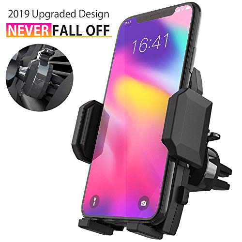 Product Cover Cell Phone Holder for Car, Universal Car Air Vent Mount with Adjustable Compatible with iPhone 11 Pro Max XS XS Max XR X 8 8+ 7 7+ SE 6s 6+ 6 5s Samsung Galaxy S10 S9 S8 S7 and More (Black)