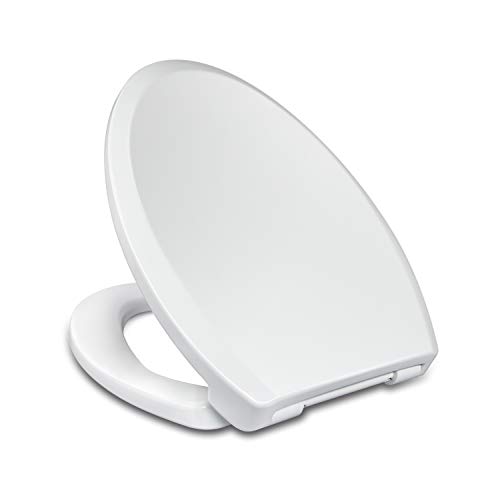 Product Cover Elongated Toilet Seats with Slow Close lid, Easy Clean & Change Hinges Seat, Fit All Standard Elongated or Oblong Toilets, No Slam Toilet Seat, White