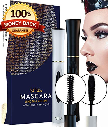 Product Cover Méa 3D Mascara Natural Fiber Lash with Enhancing Gel a 2 Kit Combo that Magnifies, Lengthens and Volumizes You into a Covergirl - Hypoallergenic Cruelty Free Formula Smudge