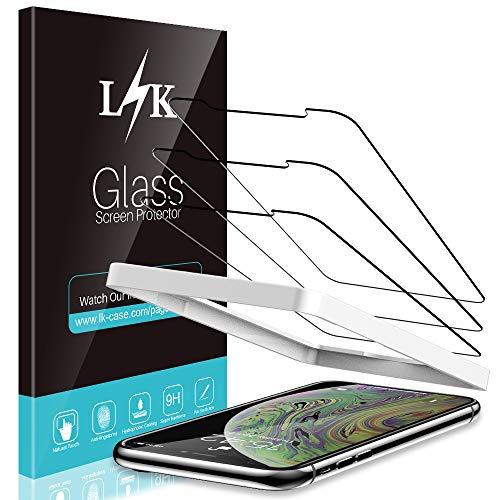 Product Cover [3 Pack] L K Screen Protector for iPhone Xs Max, [Easy Installation Tray] Tempered-Glass 9H Hardness, Case Friendly