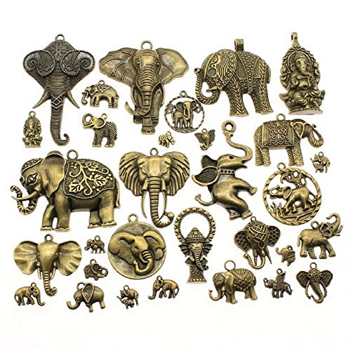 Product Cover Chengxun 54 Pcs Wholesale Bulk Mixed Antique Bronze Thailand Style Elephant Pendant Charms for Bracelets Necklace Jewelry Making