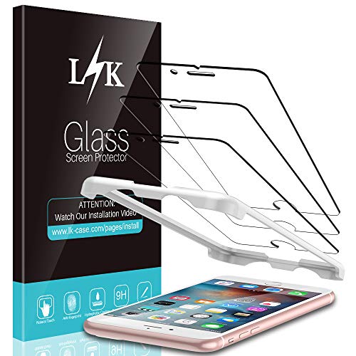 Product Cover [3 Pack] L K Screen Protector for iPhone 6 Plus/iPhone 6S Plus, [Easy Installation Tray] Tempered-Glass 9H Hardness, Case Friendly