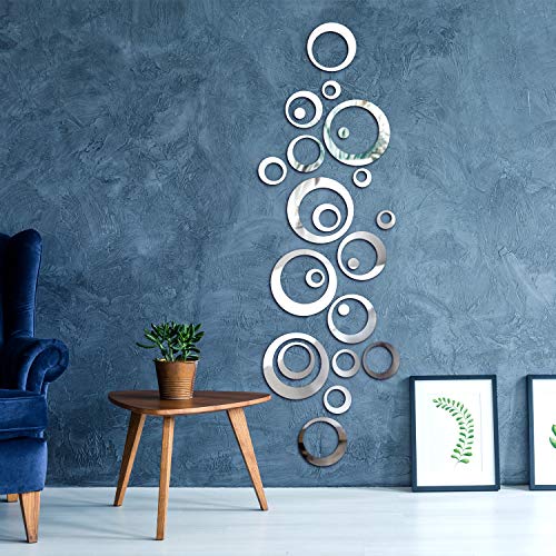 Product Cover Removable Wall Sticker Decal Acrylic Mirror Setting for Home Living Room Bedroom Decor (Style A, 48 Pieces)