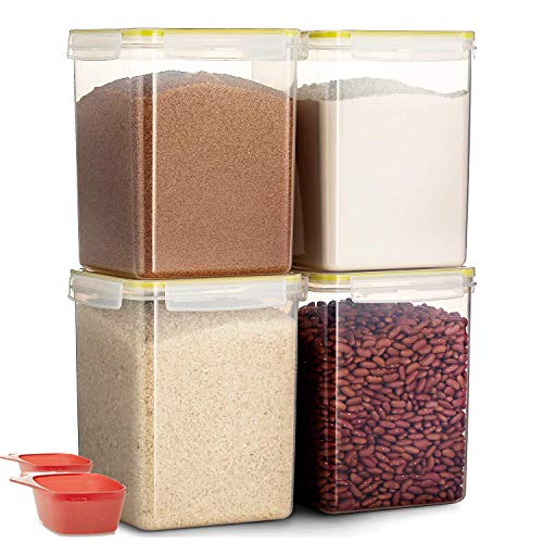 Product Cover Komax Biokips Flour and Sugar Storage Containers | [Set of 4] Large Sugar and Flour Canisters (175-oz) W 2 Measuring Scooper's (1-cup) | BPA-Free | Airtight Pantry Storage Containers with Locking Lid