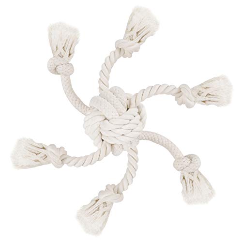 Product Cover Rope Dog Toy for Aggressive Chewers, Interactive Dog Chew Toys - Thick Knot Rope and TUG of WAR Balls - Natural Cotton - Dog Teeth Cleaning - Tough Durable - Great for Dogs Exercise Trainning