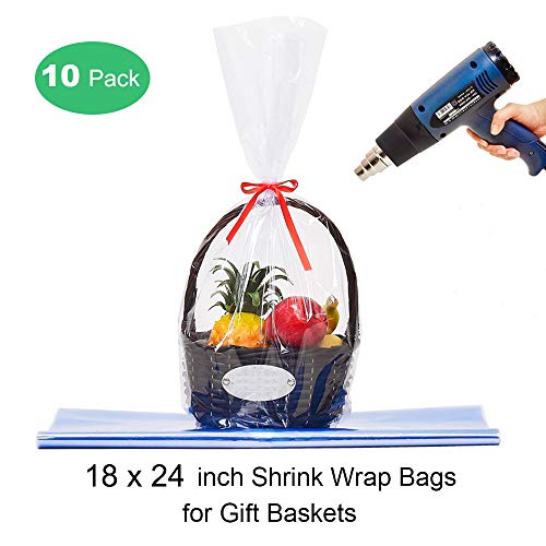 Product Cover LazyMe Clear Basket Cellophane Bags Shrink Wrap Bags Cello Bags for Gift and Easter Basket, 18x24 inch (10 pcs)