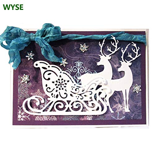 Product Cover WYSE Metal Cutting Die Christmas Deer Sledding Dies for DIY Scrapbooking Paper Card Template (Deer sled)