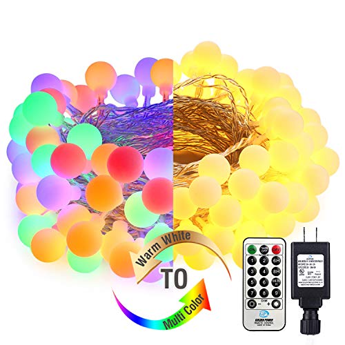 Product Cover LED Christmas Lights, 120 LED 2 in 1 Color Changing LED String Lights, 39.37ft, 9 Modes, Timer, Warm White & Multi-color Indoor Fairy Lights for Home, Bedroom, Party, Wedding, Christmas Decorations