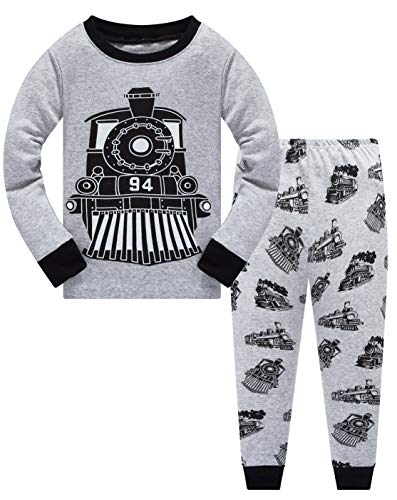 Product Cover Boys Pajamas Truck 100% Cotton Pjs Toddler 2 Piece Sleepwear Kids Clothes Set 3t-10t