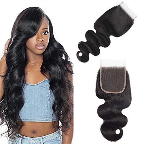 Product Cover 10A Brazilian Closure Body Wave 100% Unprocessed Virgin Human Hair Lace Closure 4X4 Free Part Natural Black