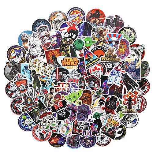 Product Cover 100PCS Star War Stickers Water Bottle Stickers Laptop Computer Bedroom Wardrobe Car Skateboard Motorcycle Bicycle Mobile Phone Luggage Guitar DIY Decal (Star war 100)