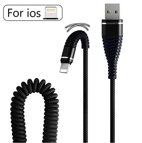 Product Cover ASAY4u, Charging USB Cable, Coiled Phone Charger Cable for Car [3.9 ft], All iOS Devices (Black)