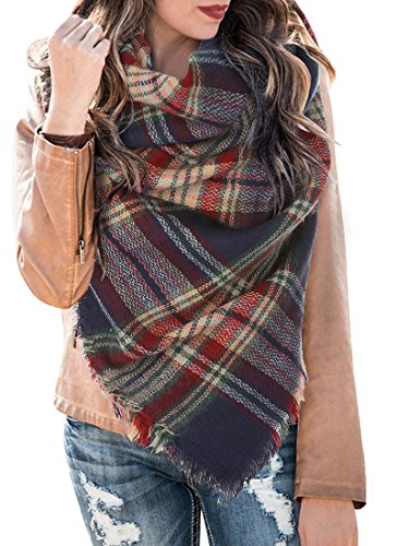 Product Cover Womens Blanket Scarf Plaid Winter Fall Warm Wrap Tartan Shawls Chunky Classic Soft Scarves