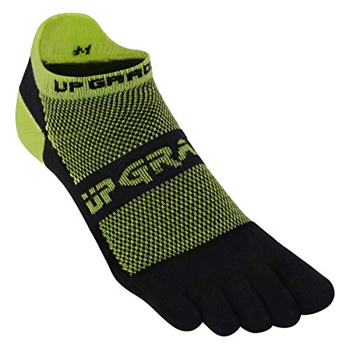 Product Cover UGUPGRADE Toe Socks, Everyday Run Midweight Low Cut Ankle Green Black Lycra Toesocks with Heel Tab for Men Women