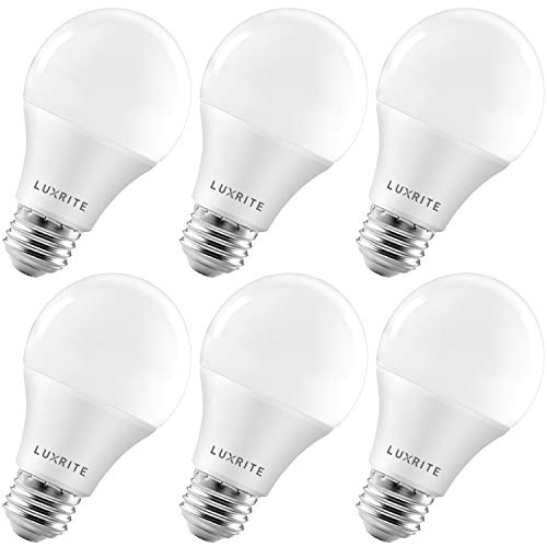 Product Cover Luxrite A19 LED Bulb 75W Equivalent, 1100 Lumens, 3000K Warm White, Dimmable Standard LED Light Bulbs 11W, Enclosed Fixture Rated, Energy Star, E26 Medium Base - Indoor and Outdoor (6 Pack)
