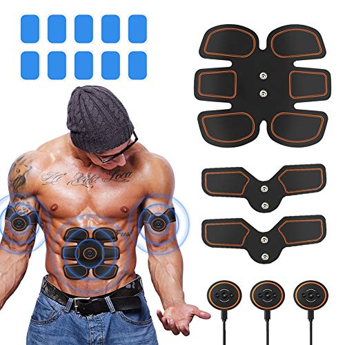 Product Cover Abs Stimulator Muscle Toner, Portable Muscle Trainer, Abdominal Toning Belt Ultimate Abs Stimulator for Men Women, Work Out Power Fitness ABS Abdominal Trainer with 6 Modes & 9 Levels Operation-Black
