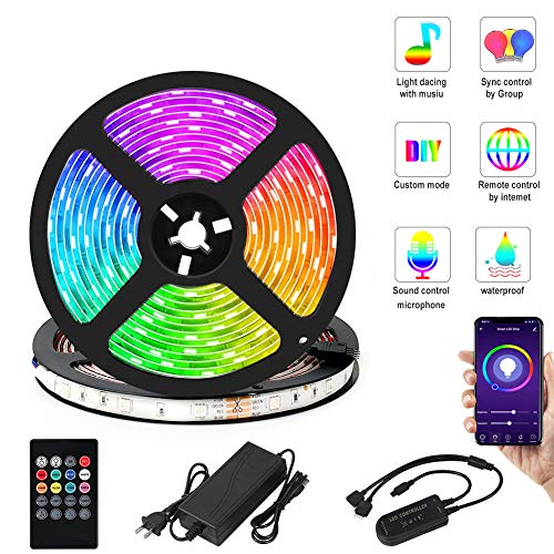 Product Cover Billon Seed LED Strip Lights 10m,Waterproof Flexible Self Adhesive 5050 RGB 300 LEDs Phone App Controlled with Remote Light Kit,Smart Music Sync Light Strip for Party Room Bedroom TV
