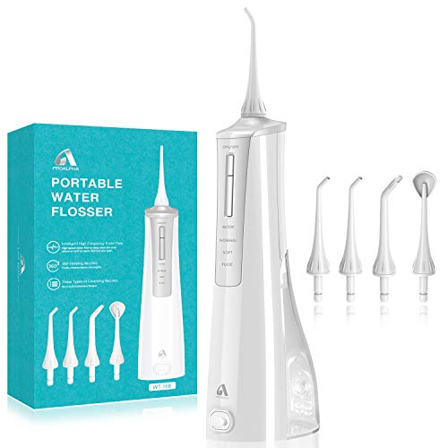 Product Cover Water Flosser Cordless Dental Oral Irrigator-Portable and Rechargeable IPX7 Waterproof, 3 Jet Tips,3 Modes Water Flossing with Big Capacity Water Tank for Home and Travel, Braces & Bridges Care-Silver