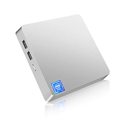 Product Cover Mini PC,T11 Windows 10 Pro(64-bit) Intel x5-Z8350 Fanless Mini Computer with HDMI/VGA Port,4K HD,4GB/64GB eMMC,2.4/5G WiFi,Gigabit Ethernet,Support 2.5-Inch SATA SSD/HDD,Auto Power On