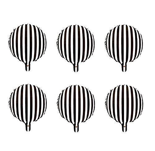 Product Cover 6pcs Foil Balloons Party Balloons Aluminum Helium Balloons for Party Decoration 18inch - Black and White Striped Pattern