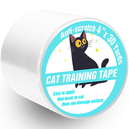 Product Cover Polarduck Anti Cat Scratch Tape, 4 inches x 30 Yards Cat Training Tape, 100% Transparent Clear Double Sided Cat Scratch Deterrent Tape, Furniture Protector for Couch, Carpet, Doors, Pet & Kid Safe