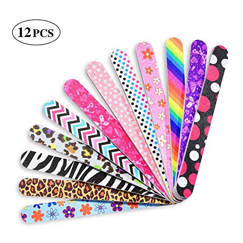 Product Cover IFUNSON Professional Nail File and Buffers for Women Girls, Natural Emery Boards, 150/150 Grit Colorful, 12 PCS
