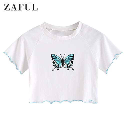 Product Cover ZAFUL Women's Basic Crop Tops Short Sleeve Scoop Neck T Shirt