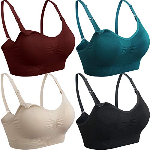 Product Cover GXXGE 4Pack Womens Seamless Clip Down Maternity and Nursing Bra Push Up Sleeping Bralette for Breastfeeding Underwear