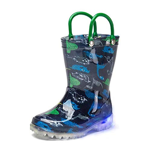 Product Cover DKSUKO Toddler Light Up Rain Boots Waterprof Rubber Boots with Easy-on Handles
