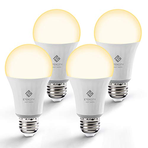 Product Cover Etekcity Smart Light Bulb, WiFi Dimmable Soft White LED Bulb Works with Alexa, Google Home and IFTTT, Easy Setup, Schedule, A19 E26, 60W Equivalent, 806LM, 2700K, No Hub Required, UL Listed (4 Pack)