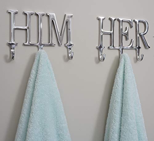 Product Cover Him and Her Towel Hooks for Bathrooms, Bathroom Decor Towel Rack | Home Decor Coat Rack | Bathroom Organizer with Wall Hooks | Wedding Gifts, Christmas Gifts, Housewarming Gifts | Farmhouse Decor