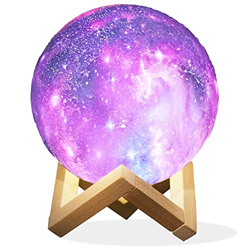 Product Cover Star Night Light for Kids Galaxy Moon Lamp 16 Colors LED 3D Print Moon Light with Stand Remote Touch Control and USB Rechargeable Projector Night Lights Gift for Women Baby Kids Lover Birthday Party