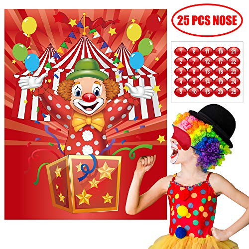 Product Cover Happy Storm Carnival Games Pin the Nose on the Clown Circus Party Games Carnival Party Supplies Favors Circus Theme Birthday Party Decorations for Kids