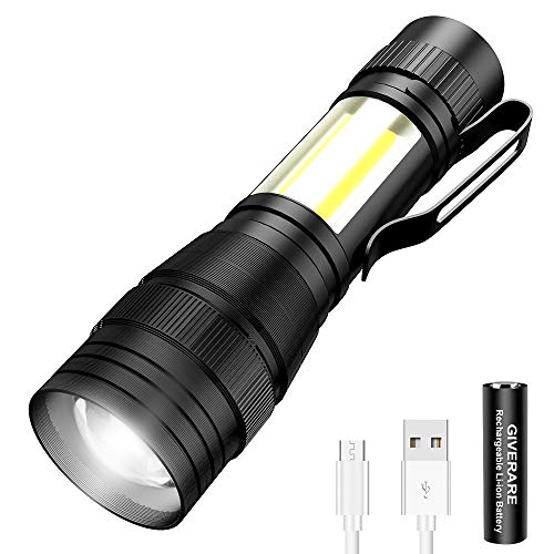 Product Cover GIVERARE Tactical LED Flashlight, USB Rechargeable (Battery&USB Cable Included) Flashlights, Mini Super Bright Pen Light, Zoomable 3 Modes Handheld Torch for Cycling Hiking Camping Outdoor Emergency
