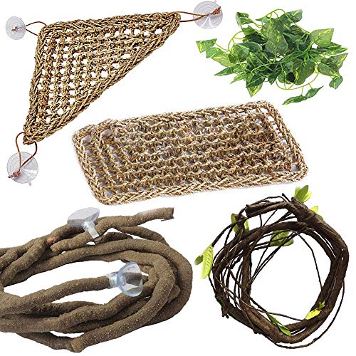 Product Cover PINVNBY Bearded Dragon Accessories Lizard Hammock Jungle Climber Vines Flexible Leaves Habitat Reptile Decor for Climbing, Chameleon, Lizards, Gecko, Snakes
