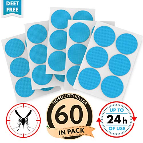 Product Cover Mosquito Repellent Patch, All Natural, Resealable 60-Count Pack, 24-Hour Protection, Apply to Skin and Clothes, for Adult Kid