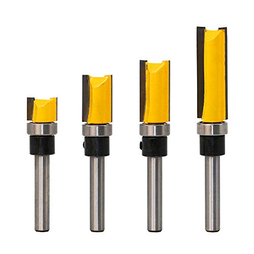 Product Cover Meihejia 1/4 Inch Shank Pattern Flush Trim Router Bit Set (4 Sizes)